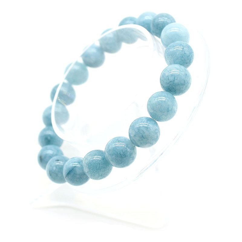 Natural Aquamarin Agat Stone Beads Bracelet Vintage Charm Round Chain Beads Jewelry For Women Friend Gift 4/6/8/10/12mm