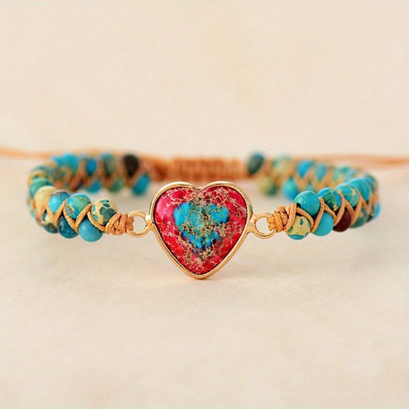 Hot Selling Bracelet Red Imperial Stone Bracelet Peach Heart Love Hand String Braided Bracelet.