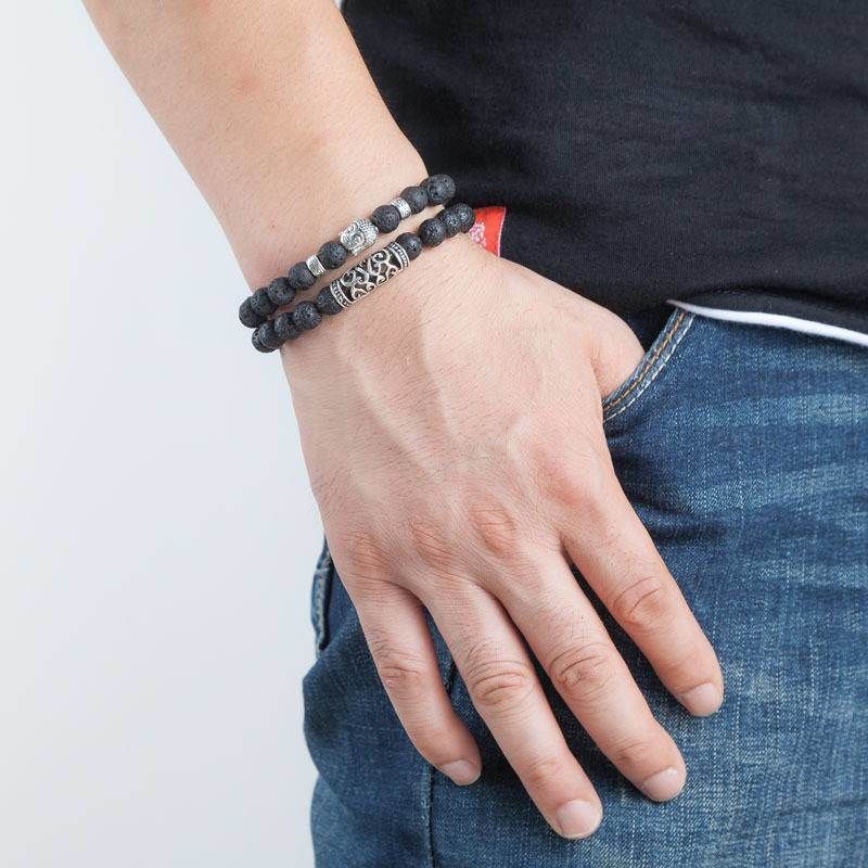 Tiger Eye & Lava Stone Buddha Bead Bracelet