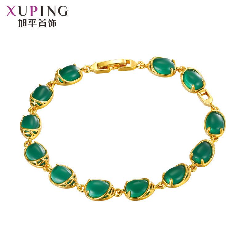Artificial emerald temperament retro bracelet female plated 24K gold