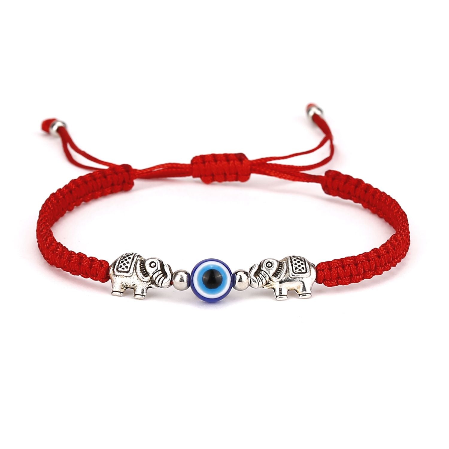 Blue Evil Eyes Red Rope Braided Adjustable Bracelet