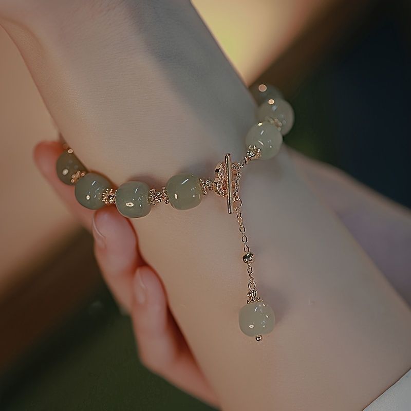 Temperament Imitation Jade Beaded Bracelet Chinese Style Good Meaning Hand Jewelry New Year Decoration