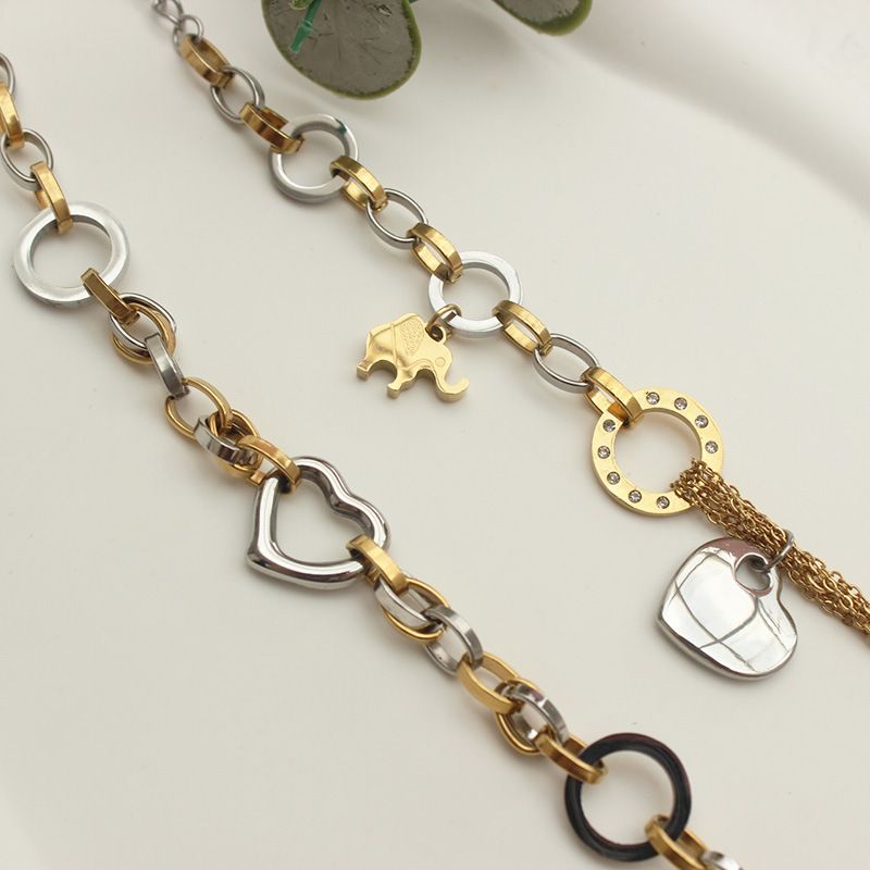 European Style Titanium Bracelet Contrast Color Elephant Stereo