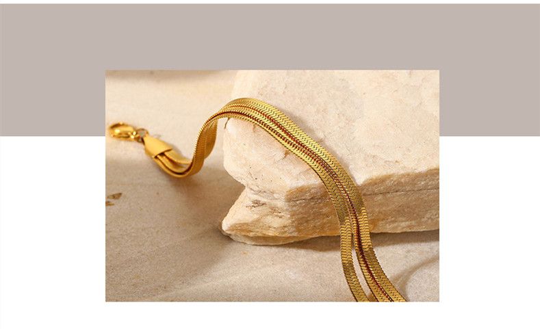 Fashion Versatile Three-layer Exquisite Chain Like Flat Snake Titanium Steel Blade Bracelet Female Accessories