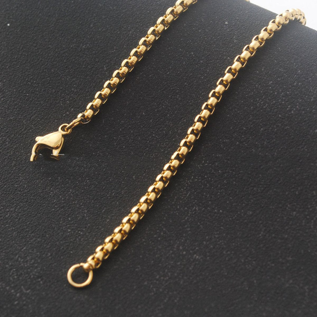 Men's And Women's Stainless Steel Plating Gold Square Pearl Bracelet