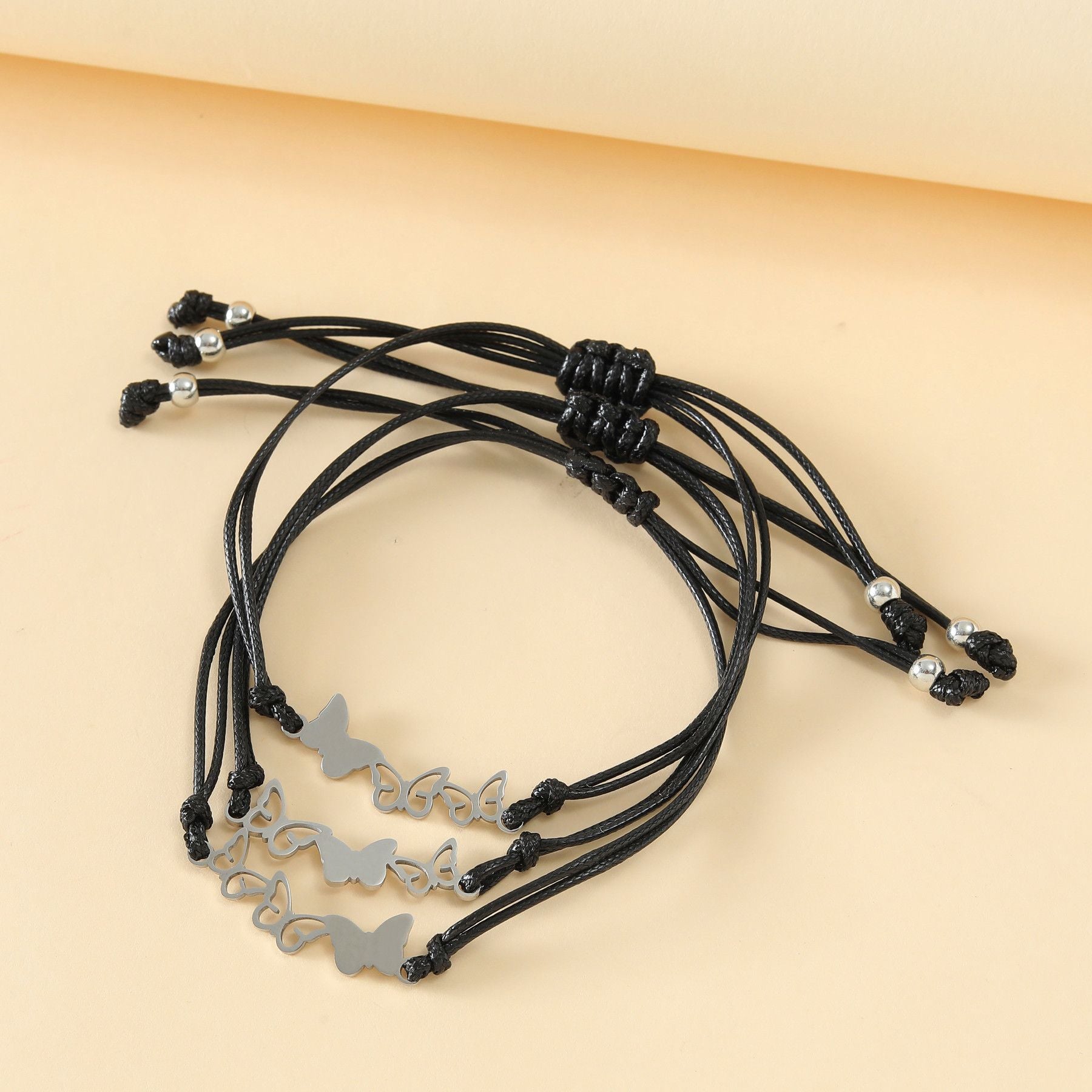 European And American Personality Stainless Steel Hollow Butterfly Braided Bracelet