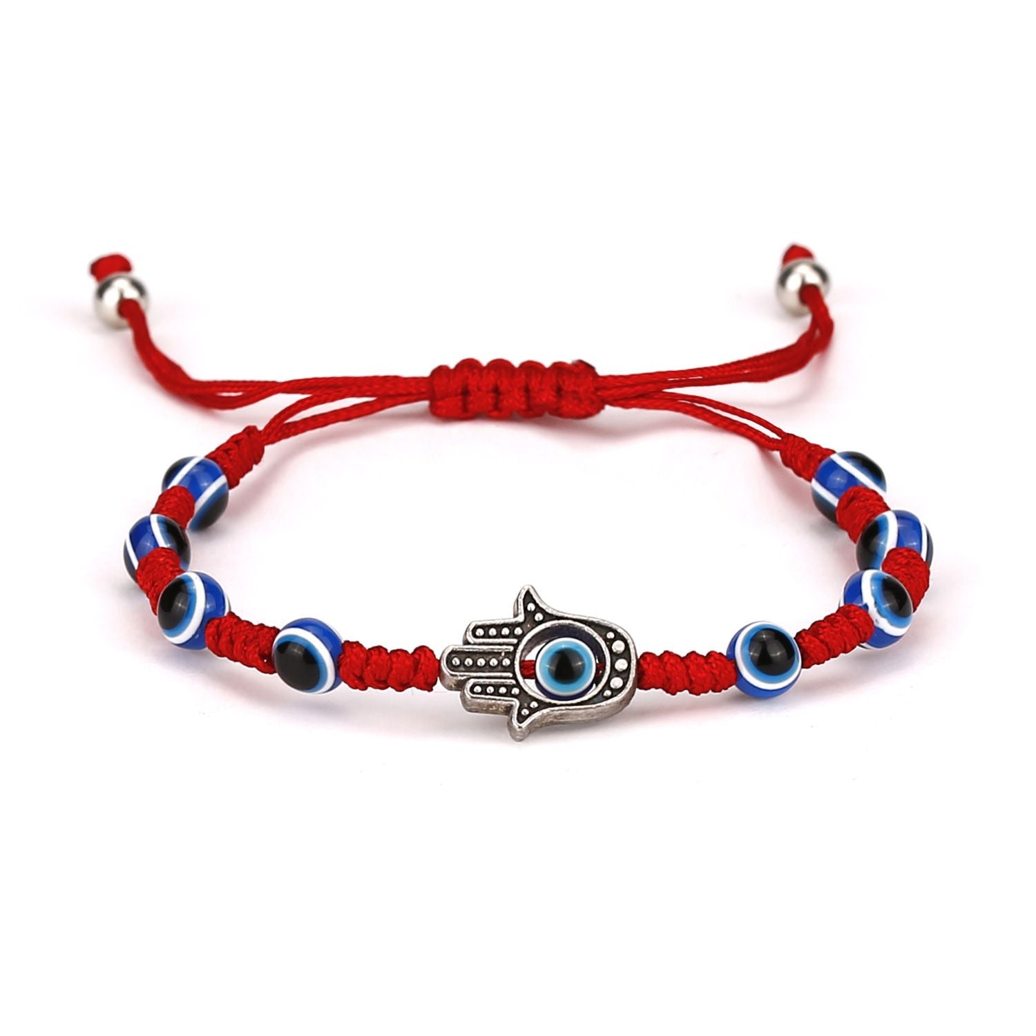 Blue Evil Eyes Red Rope Braided Adjustable Bracelet