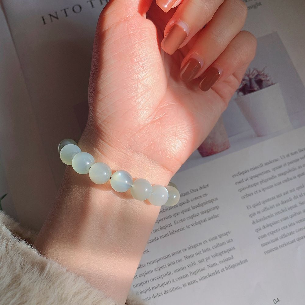 Natural Milk Tea Silver Moonlight Single Circle Bracelet