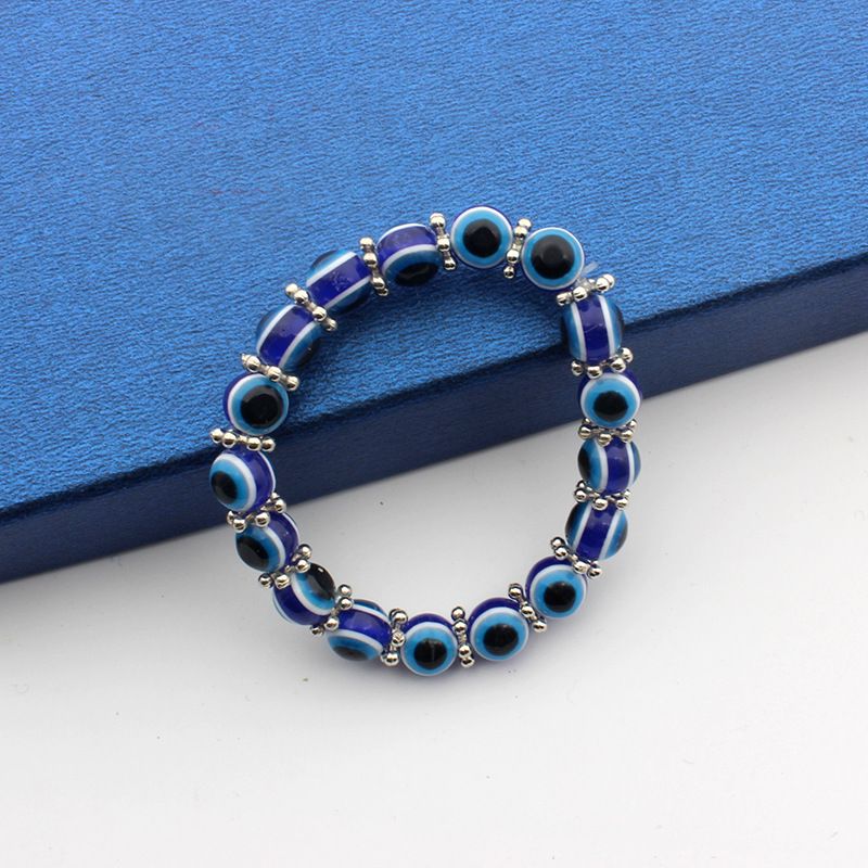 8mm Resin Two Eyes Blue Devil Bracelet