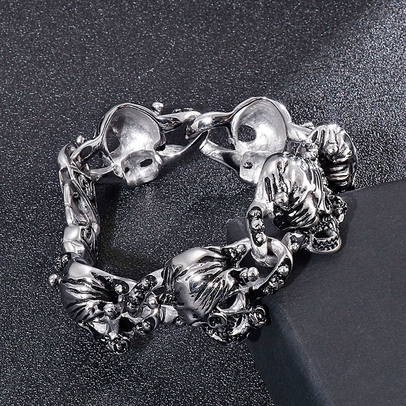 Personality Smeared Skull Animal Head Men's Titanium Steel Bracelet