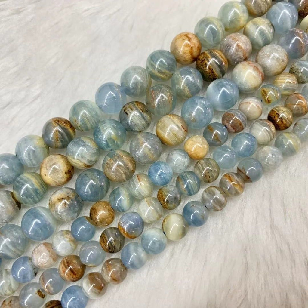 Simple Blue Natural Calcite Bead Bracelet