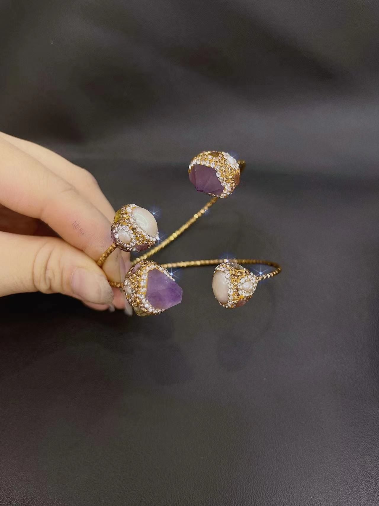 European And American New Natural Amethyst Bracelet Ethnic Retro