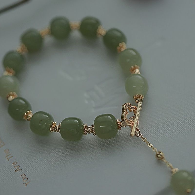 Temperament Imitation Jade Beaded Bracelet Chinese Style Good Meaning Hand Jewelry New Year Decoration