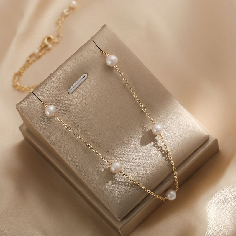 Natural Freshwater Pearl Bracelet Female Ins Niche Design Set