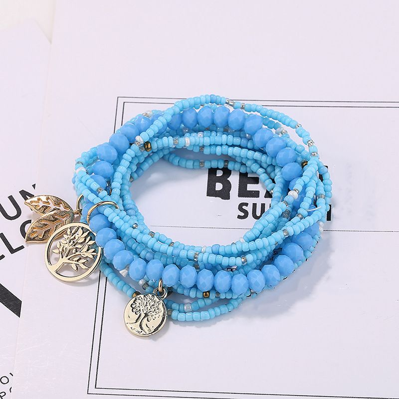 Stretch Beaded Bracelet Tree Of Life Pendant Multilayer Stackable Hand Bracelet Set Boho Style Jewelry Gift
