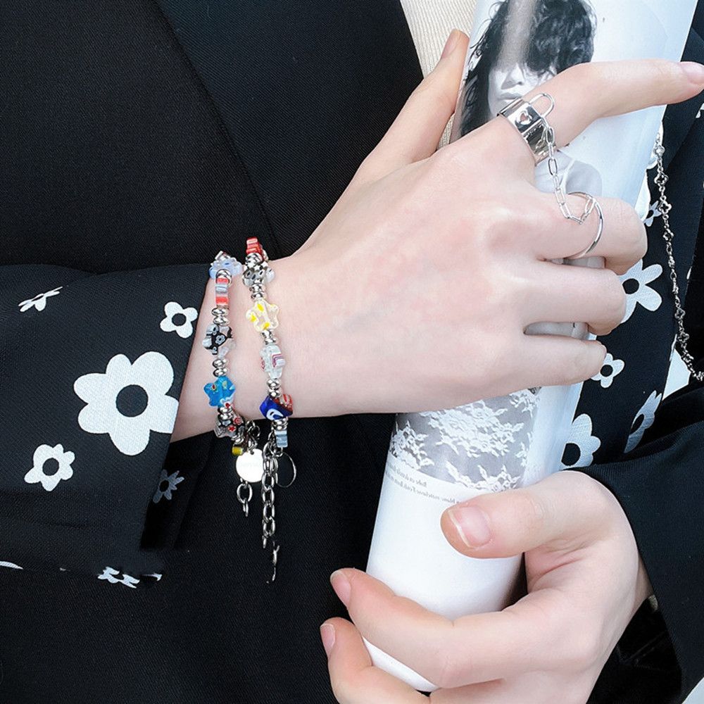 Women's Original Colored Glass Five-pointed Star Bracelet