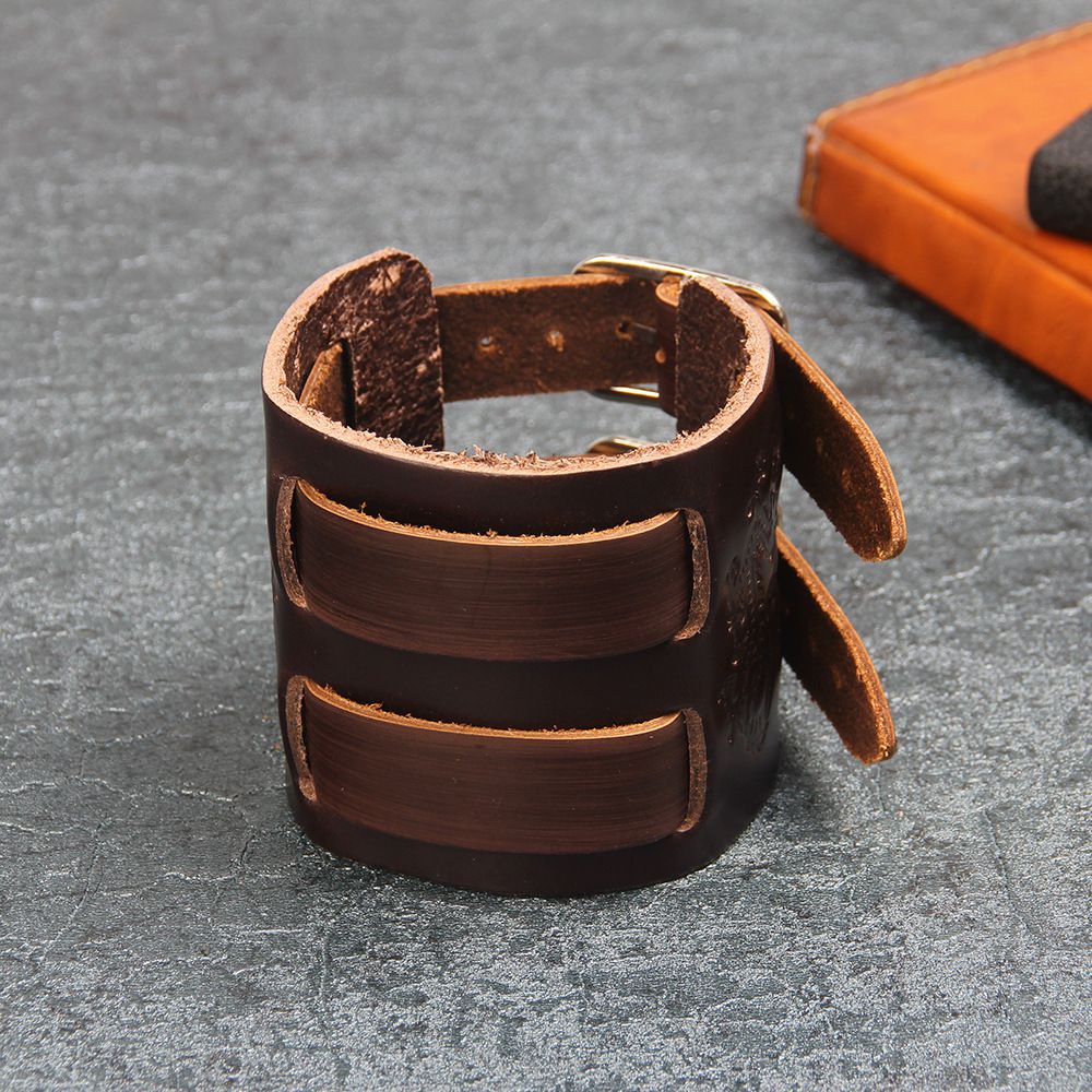 Dragon Totem Cattle Leather Bracelet Double Joint Dual-use Detachable