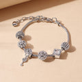 Key Shape Beaded Charm Bracelet Flower & Star Shape Pattern In Lantern Beads Snake Chain Bracelet