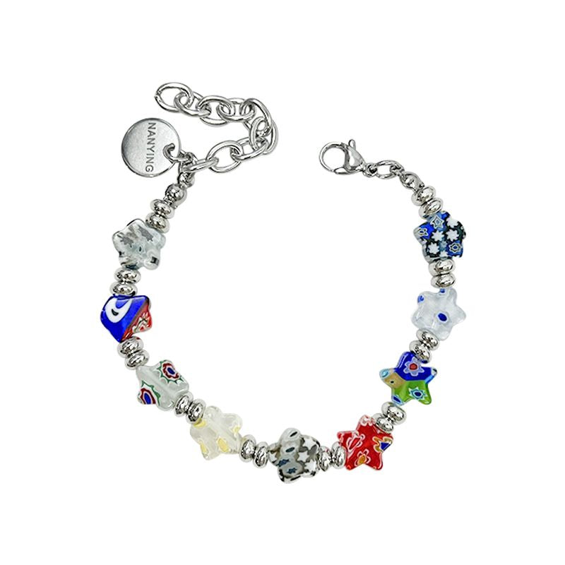 Women's Original Colored Glass Five-pointed Star Bracelet