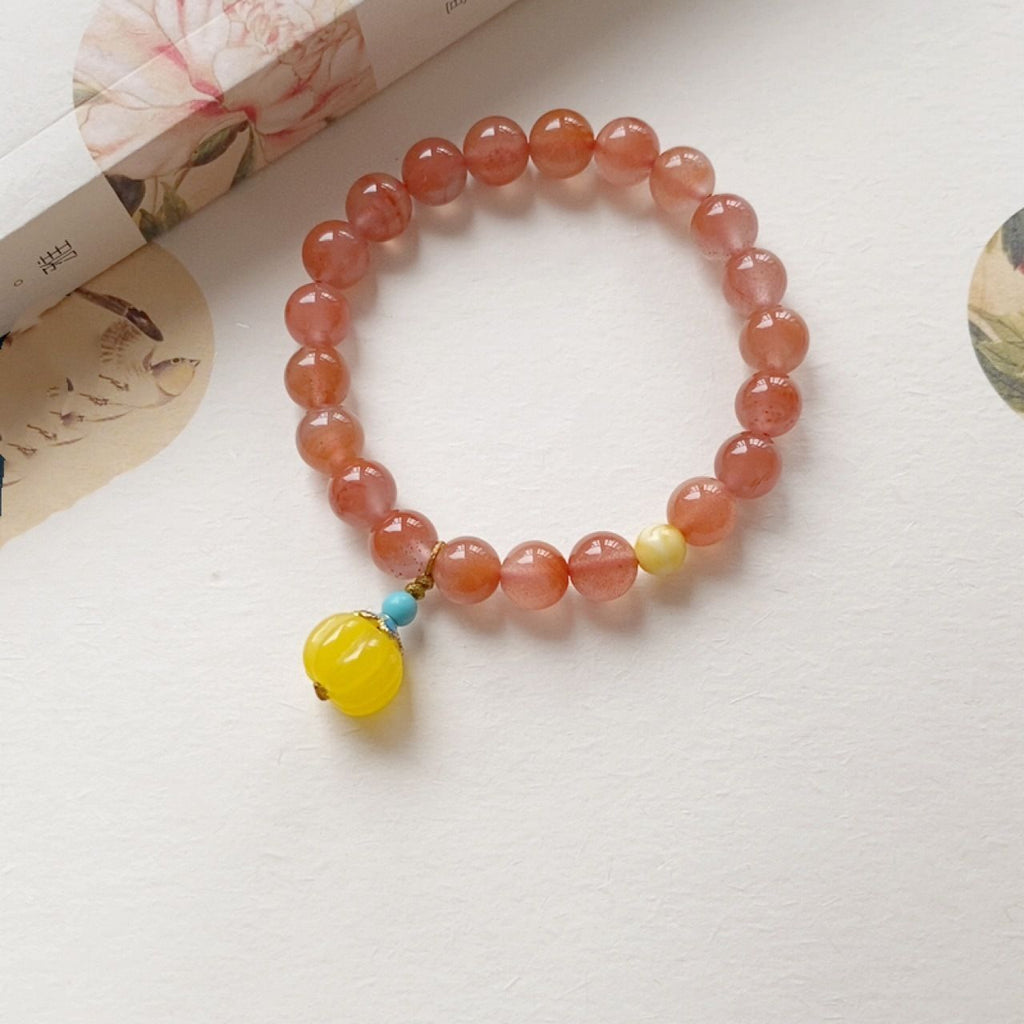 Natural South Red Liangshan Floating Flowers Cherry Red Bracelet