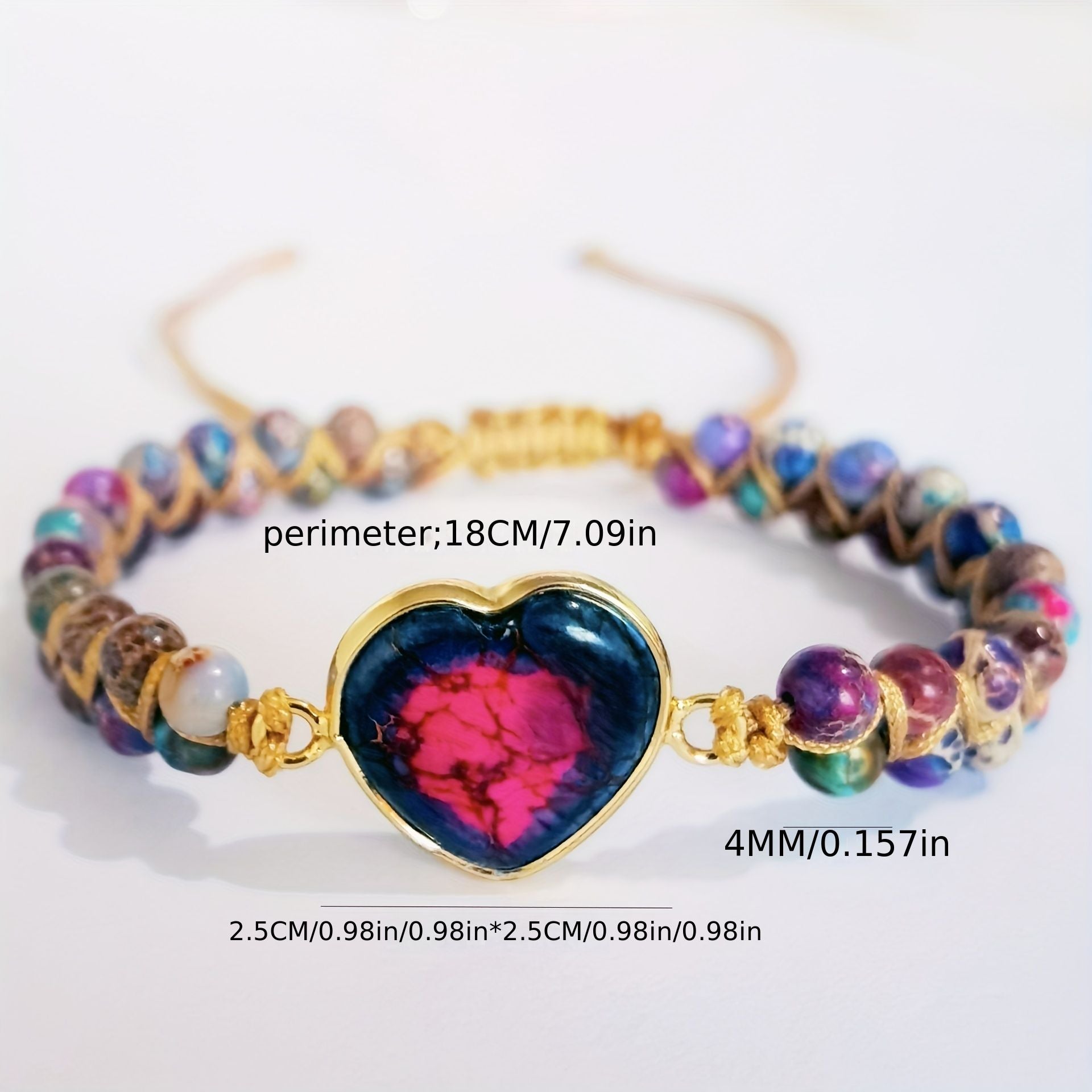 Hot Selling Bracelet Red Imperial Stone Bracelet Peach Heart Love Hand String Braided Bracelet.