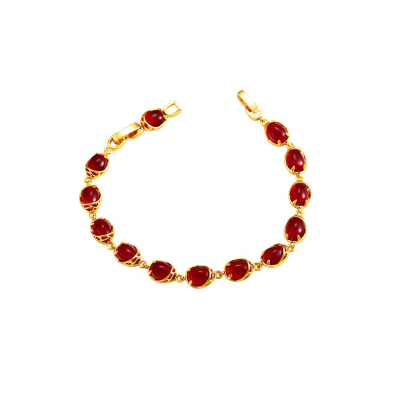 Artificial emerald temperament retro bracelet female plated 24K gold