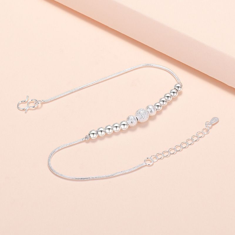 Schoolgirls' Round Bead Bracelet Brushed Silver Plated