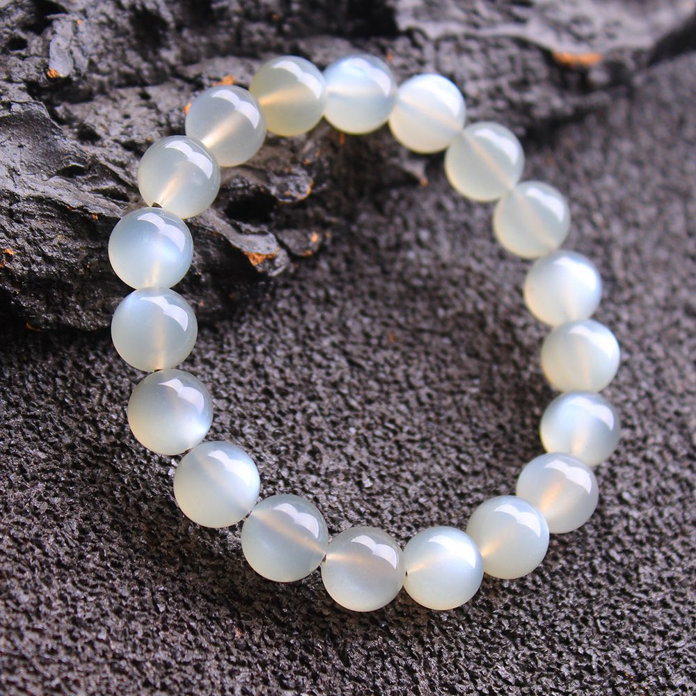 Natural Milk Tea Silver Moonlight Single Circle Bracelet