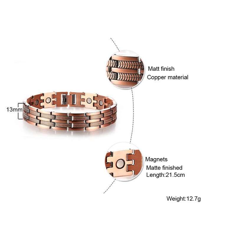 Pure Copper 3500 Gauss Double Row Strong Magnetic Bracelet