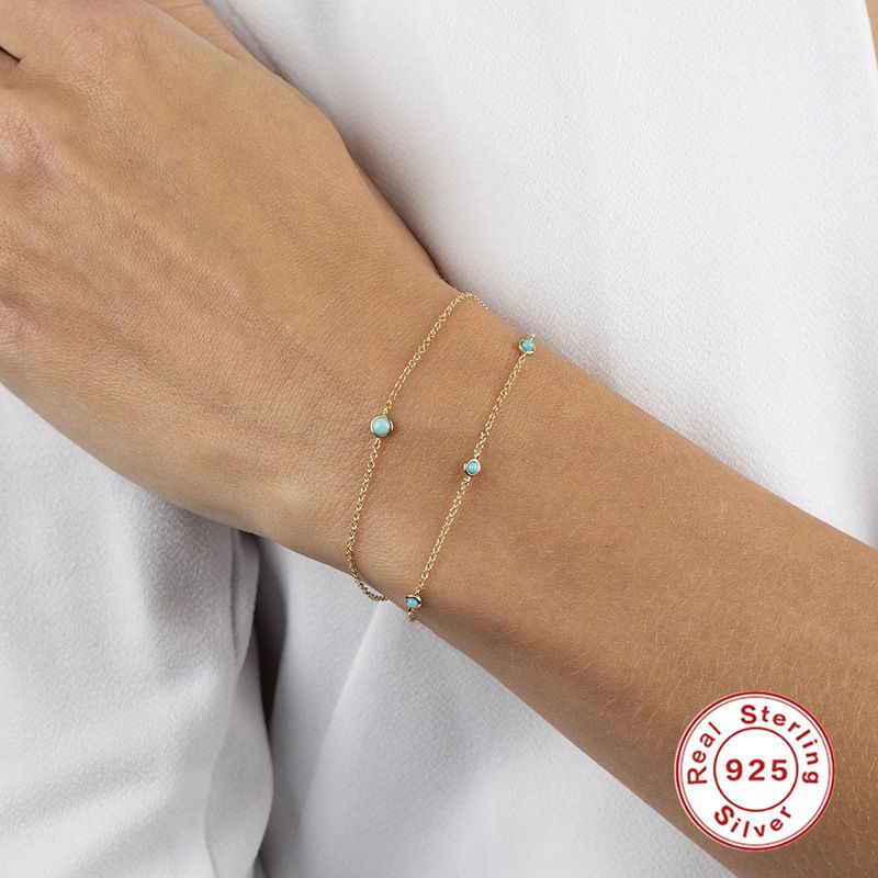 Sterling Silver Temperament Super Shiny Turquoise Bracelet