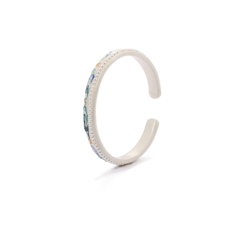 Elegant And Gentle Antique Hand-painted Gold Foil Hand-drip Oil Bracelet