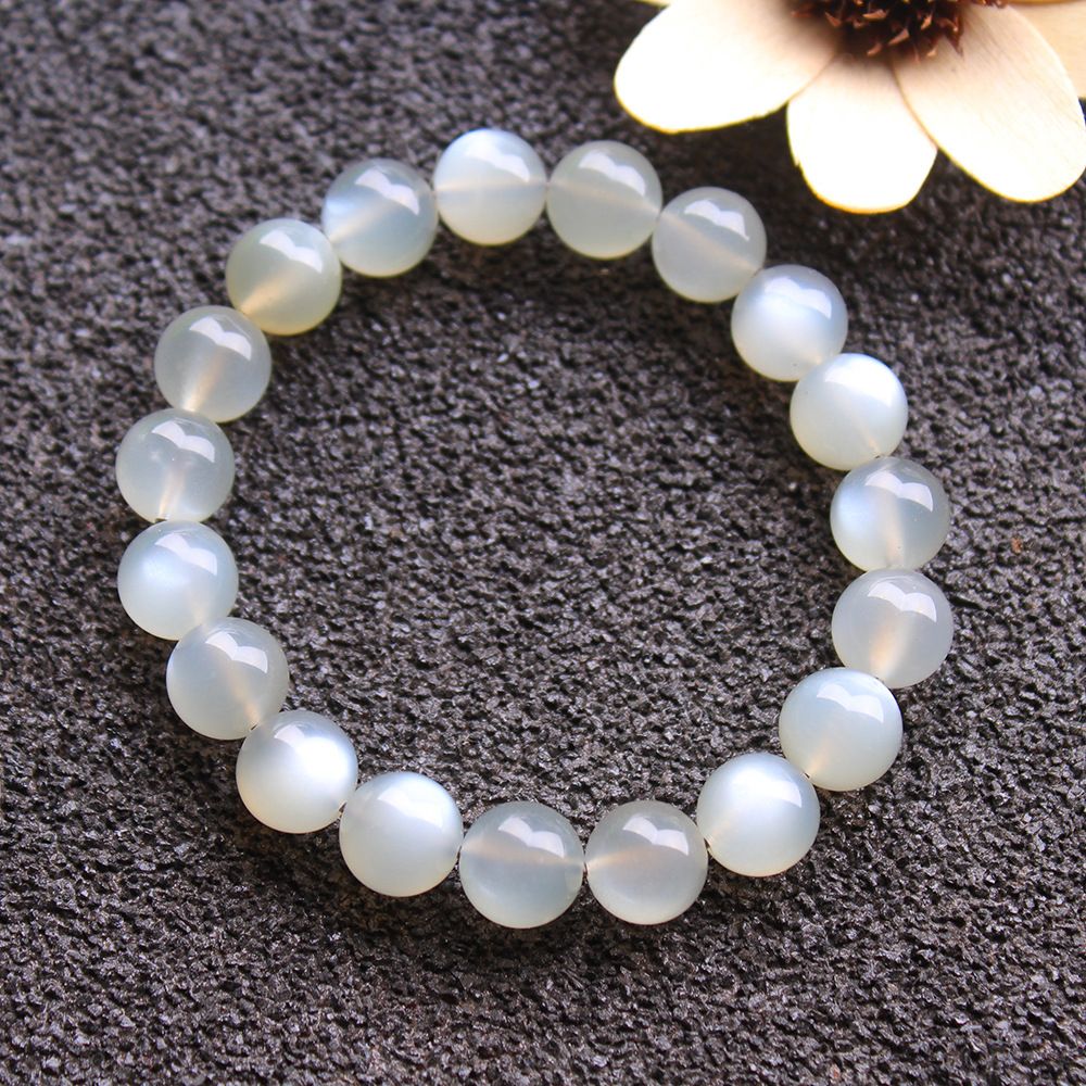 Natural Milk Tea Silver Moonlight Single Circle Bracelet