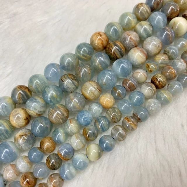 Simple Blue Natural Calcite Bead Bracelet