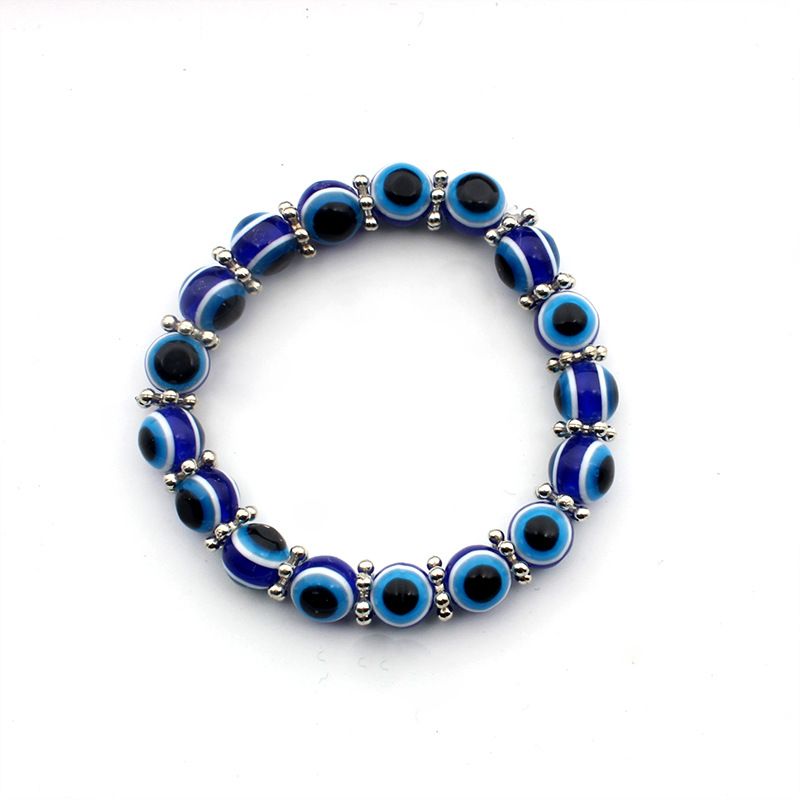 8mm Resin Two Eyes Blue Devil Bracelet