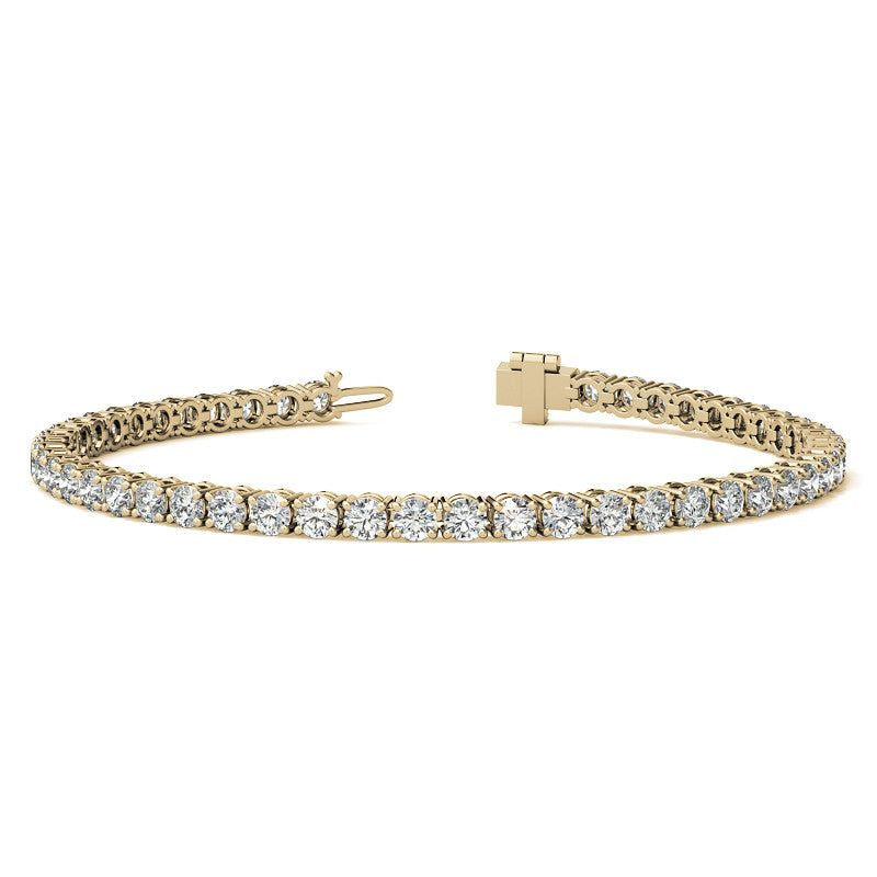 6ctw Created White Sapphire Tennis Bracelet - 3mm Stones - 14K Gold Overlay in White, Yellow or Rose Gold