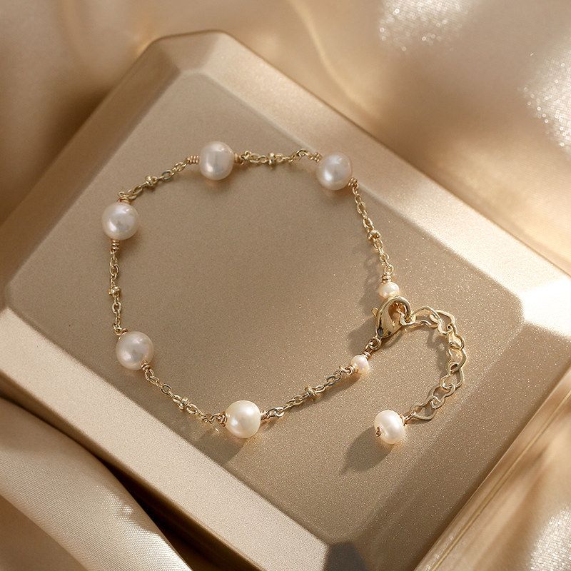 Natural Freshwater Pearl Bracelet Female Ins Niche Design Set