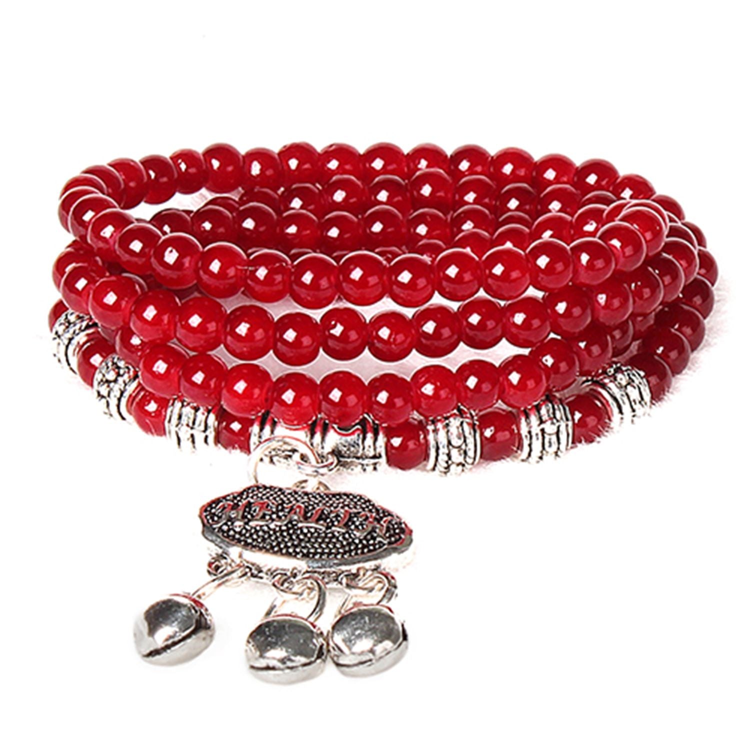 Stylish Red Agate Beaded Bracelet for Good Luck - Handmade Gemstone Jewelry