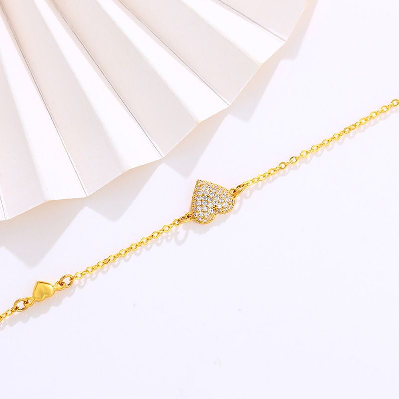 Heart -shaped bracelet alloy gold plating girl jewelry