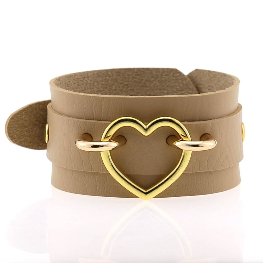 Popular Couple Peach Heart Bracelet Creative Fashion Wide Double-layer Heart-shaped Bracelet