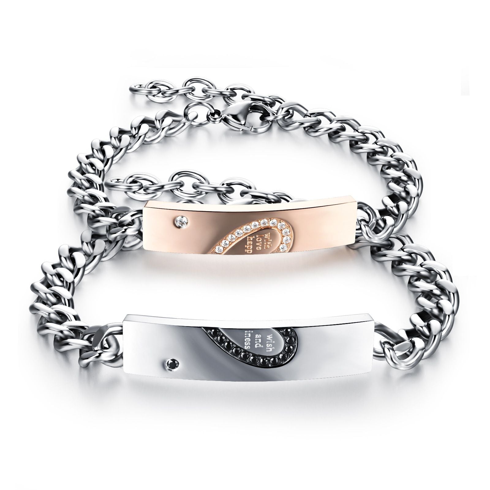 Titanium Steel Puzzle Love Couple Bracelet