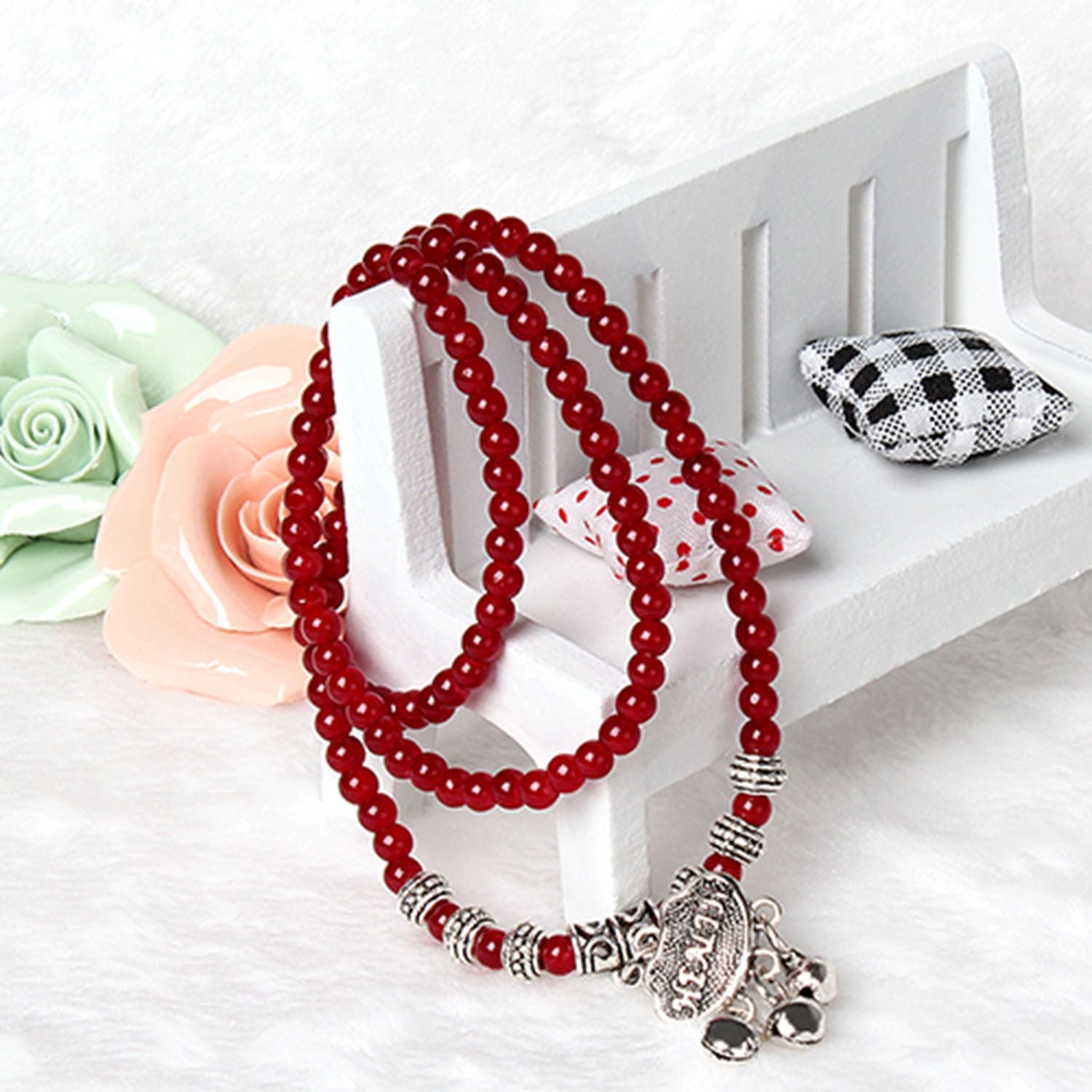 Stylish Red Agate Beaded Bracelet for Good Luck - Handmade Gemstone Jewelry