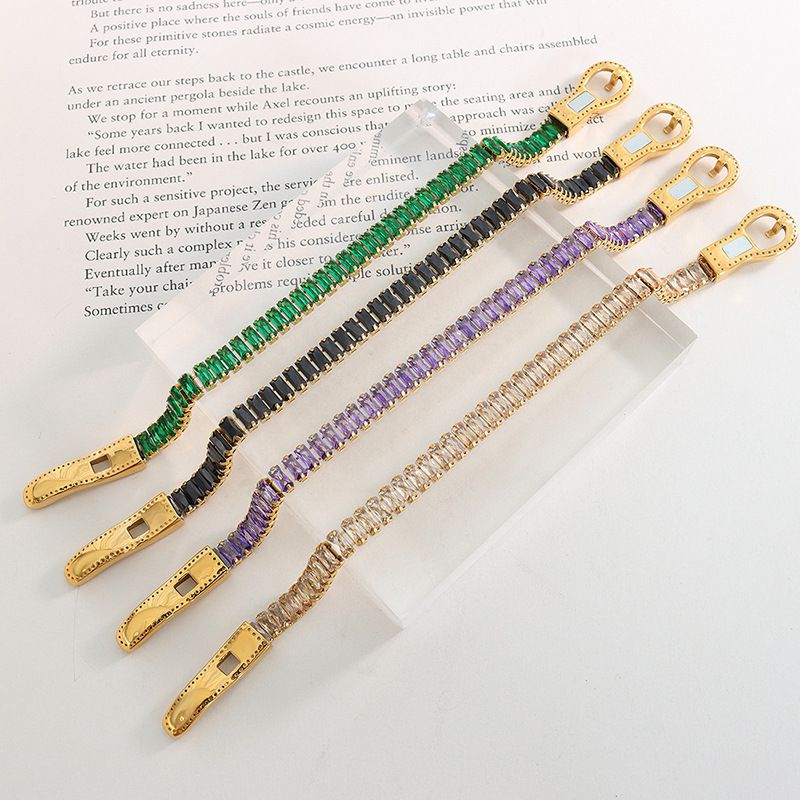 Seven Kinds Of Colorful Zircon Double-sided Iron Clasp Design Bracelet