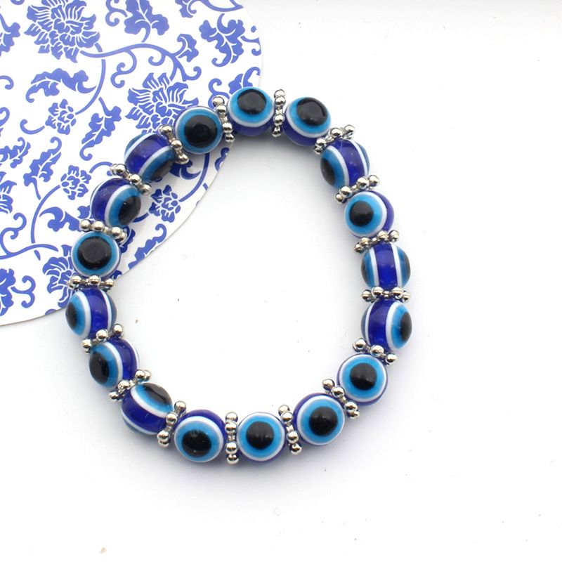 8mm Resin Two Eyes Blue Devil Bracelet