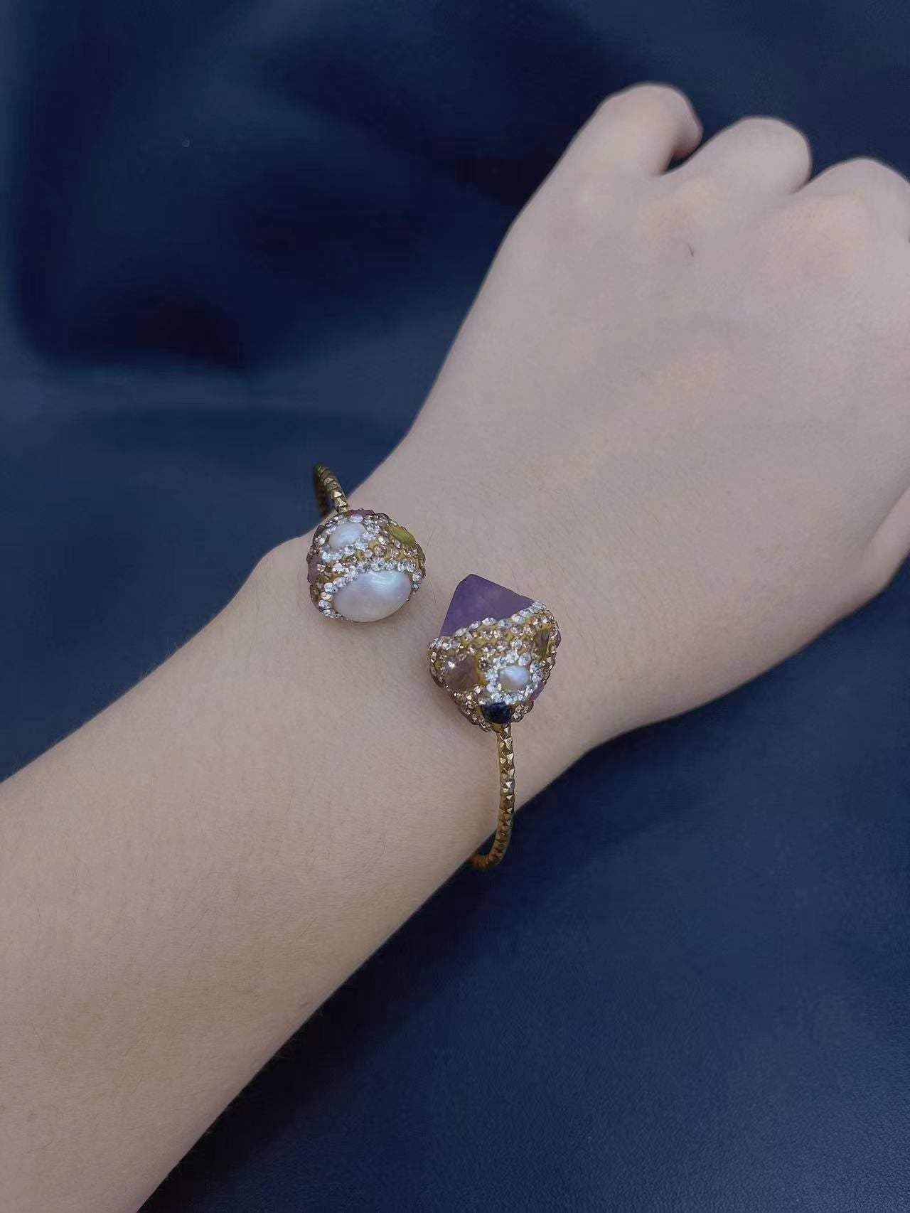 European And American New Natural Amethyst Bracelet Ethnic Retro