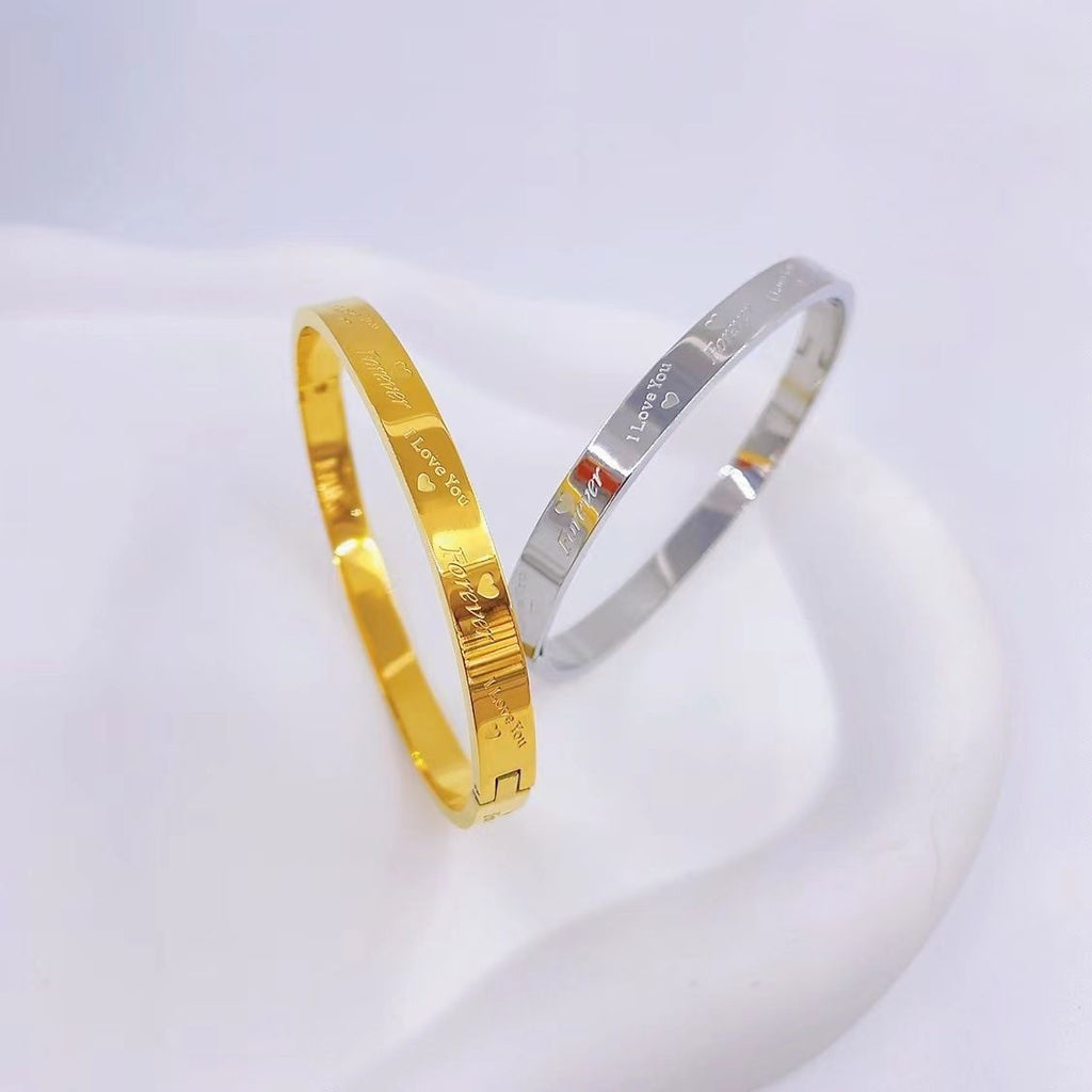 Light Luxury And Simple Classic Love Forever Titanium Steel Couple Bracelet