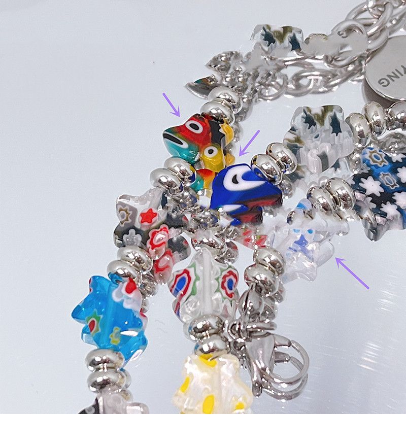 Women's Original Colored Glass Five-pointed Star Bracelet