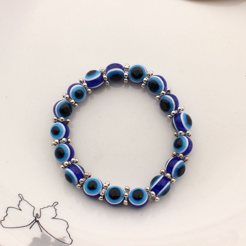 8mm Resin Two Eyes Blue Devil Bracelet
