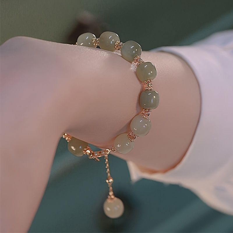 Temperament Imitation Jade Beaded Bracelet Chinese Style Good Meaning Hand Jewelry New Year Decoration