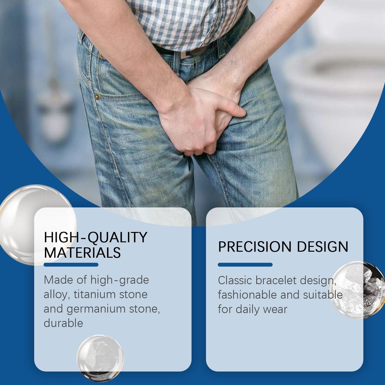 Houkea Men's Care Bracelet, Easy To Care For Comfortable Men's Body Fashion Wear Trend Care Bracelet