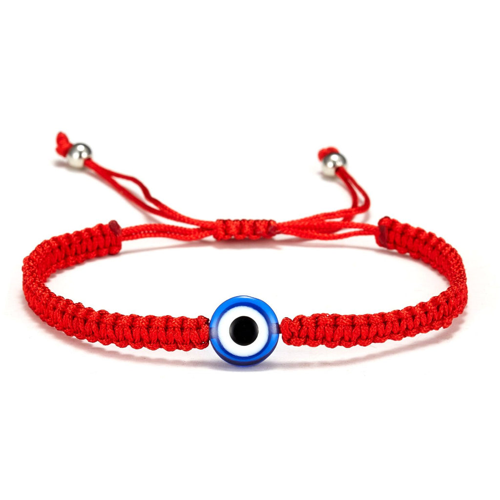 Blue Evil Eyes Red Rope Braided Adjustable Bracelet